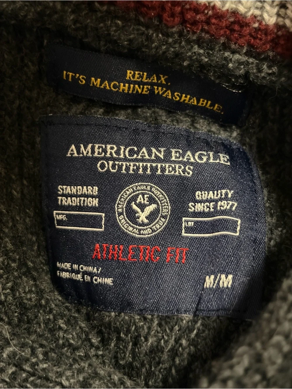 AMERICAN EAGLE OUTFITTERS medium Men's Dark Charcoal Shawl Collar Sweater